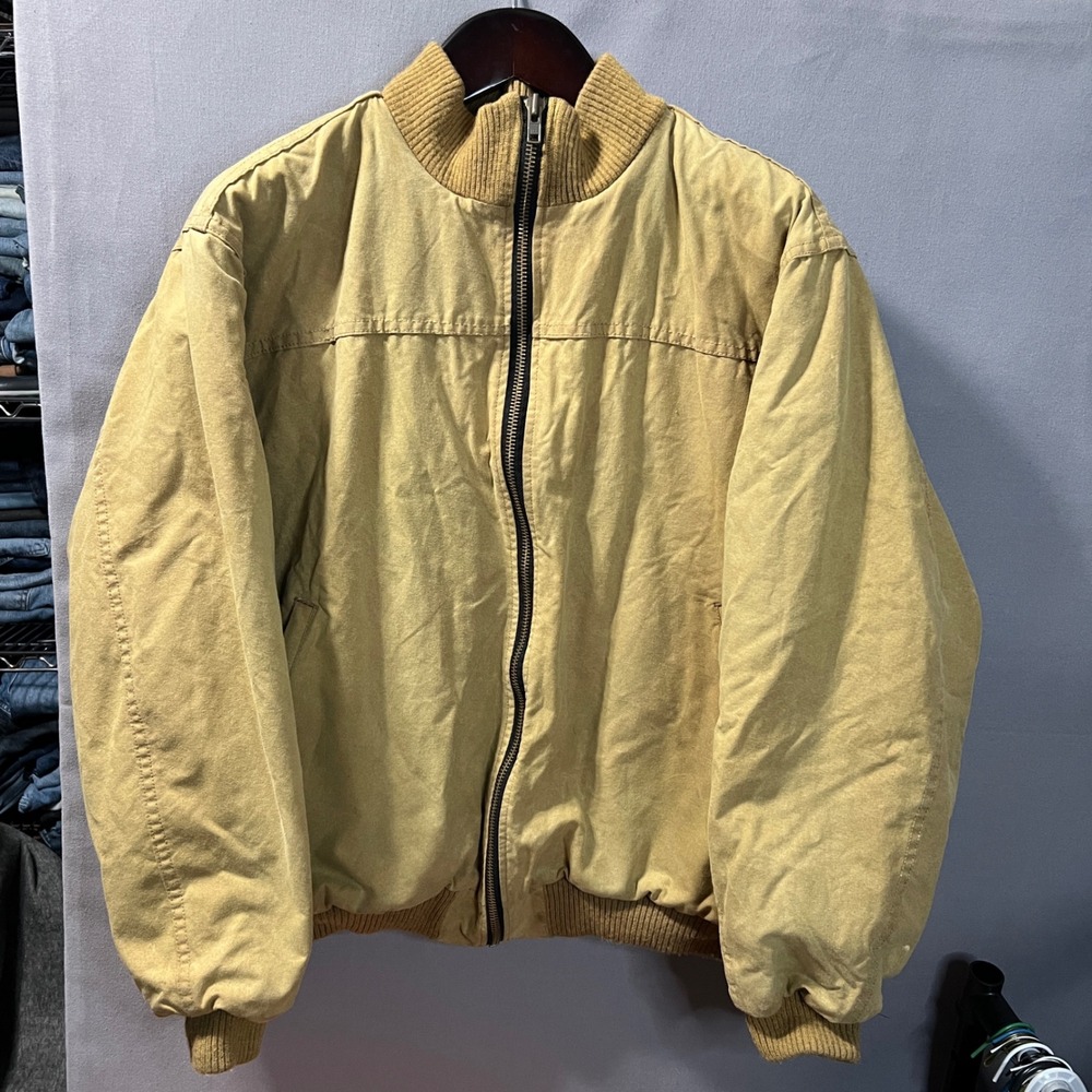 Filson Big Creek Jacket Mens XXL Tan Cotton Canvas Wool Lined Bomber Made in USA